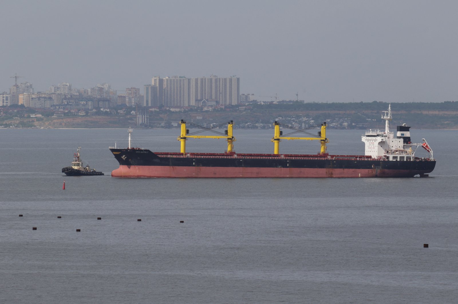 The Barbados-flagged bulk carrier Super Martinelli arrives at the seaport of Odesa after restarting grain exports, Ukraine, May 21, 2023. (Reuters Photo)