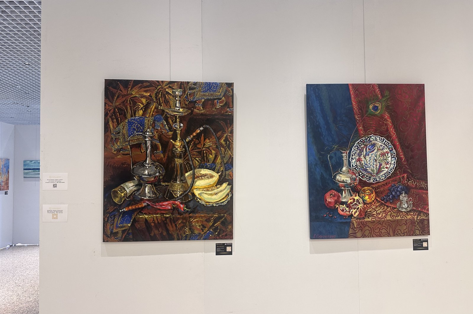 Paintings of Russian artists in an Oriental style are seen at this picture at Ankara Science University, Türkiye, Oct. 20, 2023 (Photo by Dilara Aslan Özer)