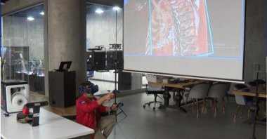 Hüseyin Durmuş uses "META-TIP" project, Istanbul Technical University, Istanbul, Türkiye, Oct. 24, 2023. (AA Photo)