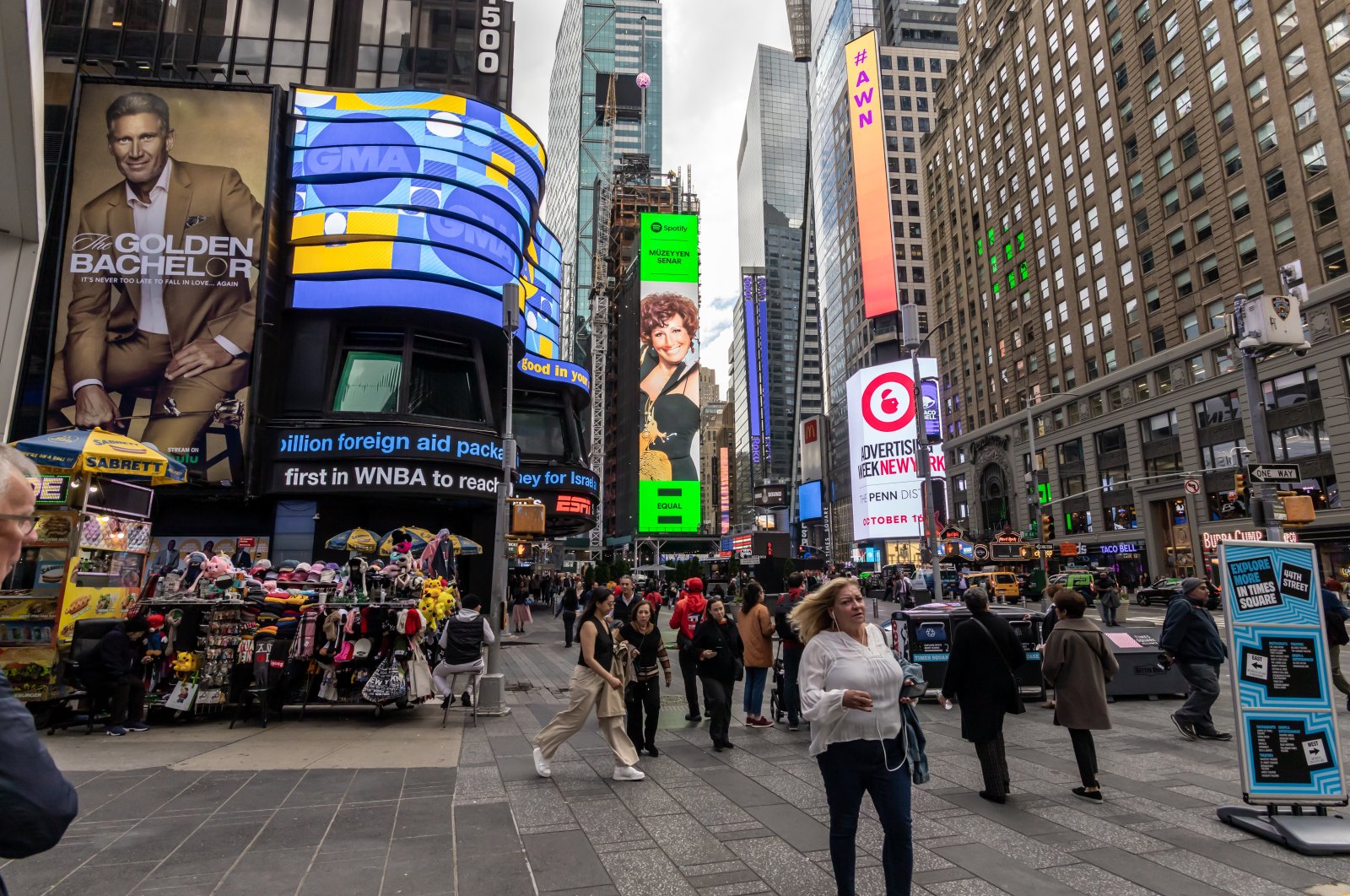 Müzeyyen Senar, fondly known as the &quot;Diva of the Republic,&quot; made an appearance in the heart of New York City&#039;s Times Square, New York, U.S. (Photo courtesy of Spotify)