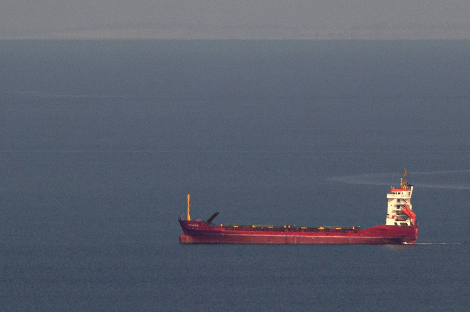 The bulk carrier Maranta, under the flag of Cameroon, floats to collect grain from one of the ports of Odesa region, Ukraine, Oct. 3, 2023. (AFP Photo)