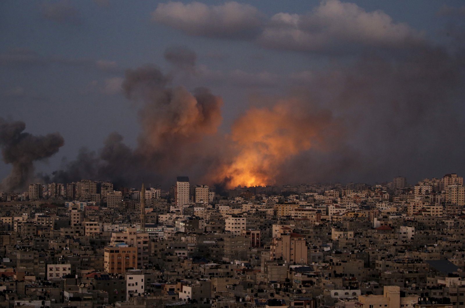 Smoke billows following an Israeli airstrike in northern Gaza City, Palestine, Oct. 12, 2023. (EPA Photo)