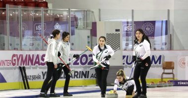 Turkish female curlers train for world championships, Erzurum, Türkiye, Oct. 10, 2023