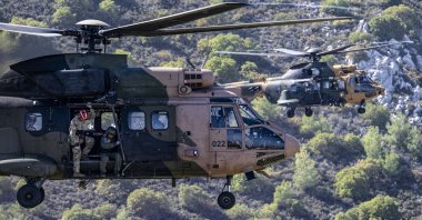 Soldiers participate the Martyr Ensign Caner Gönyeli-2023 Search and Rescue Invitation Exercise, TRNC, Oct. 24, 2023. (AA Photo)