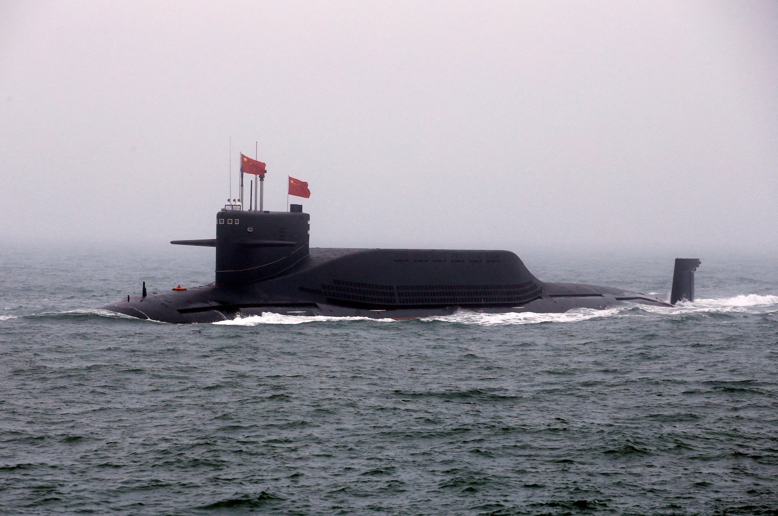 Chinese Navy&#039;s nuclear-powered submarine Long March 11 takes part in a naval parade off the eastern port city of Qingdao, to mark the 70th anniversary of the founding of the Chinese People&#039;s Liberation Army Navy, China, April 23, 2019. (Reuters Photo)