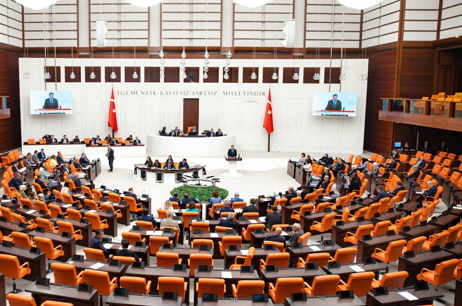 Vice President Cevdet Yılmaz speaks at the General Assembly of the Turkish Parliament, Ankara, Türkiye, July 14, 2023. (AA File Photo)