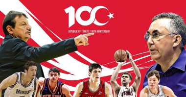 The illustration shows Turkish basketball stars celebrating the republic&#039;s 100th anniversary. (Illustration by Kelvin Ndunga)