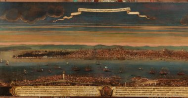 &quot;Panoramic view of Istanbul from the ridges of Galata&quot; by an anonymous artist of the second half of the 18th century. (Photo courtesy of Pera Museum)