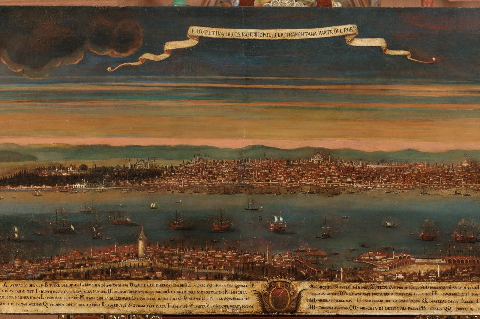 &quot;Panoramic view of Istanbul from the ridges of Galata&quot; by an anonymous artist of the second half of the 18th century. (Photo courtesy of Pera Museum)