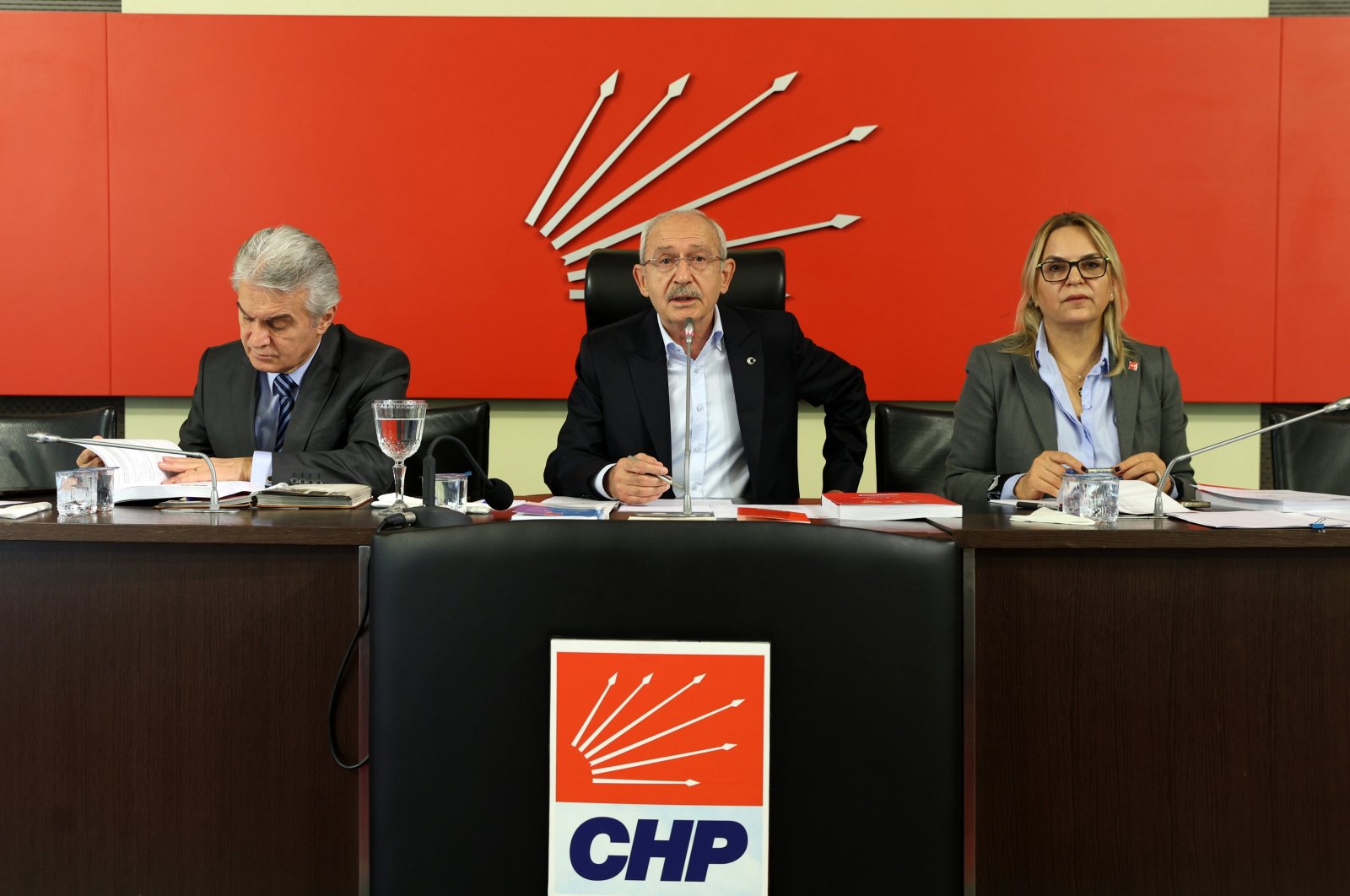 Republican People’s Party (CHP) Chair Kemal Kılıçdaroğlu (C) attends a party meeting in the capital Ankara, Türkiye, Oct. 25, 2023. (AA Photo)