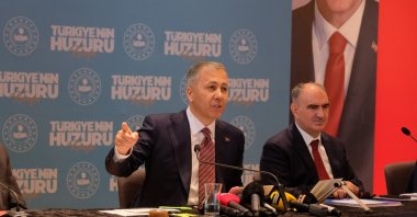 Internal Affairs Minister Ali Yerlikaya at the press conference, Konya, Türkiye, Oct. 27, 2023. (IHA Photo)