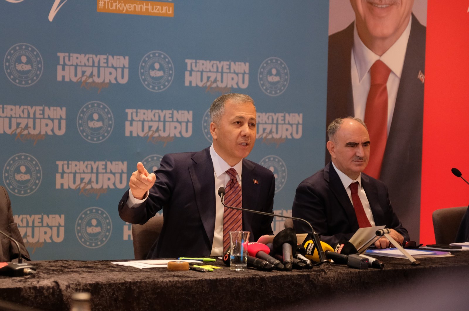 Internal Affairs Minister Ali Yerlikaya at the press conference, Konya, Türkiye, Oct. 27, 2023. (IHA Photo)