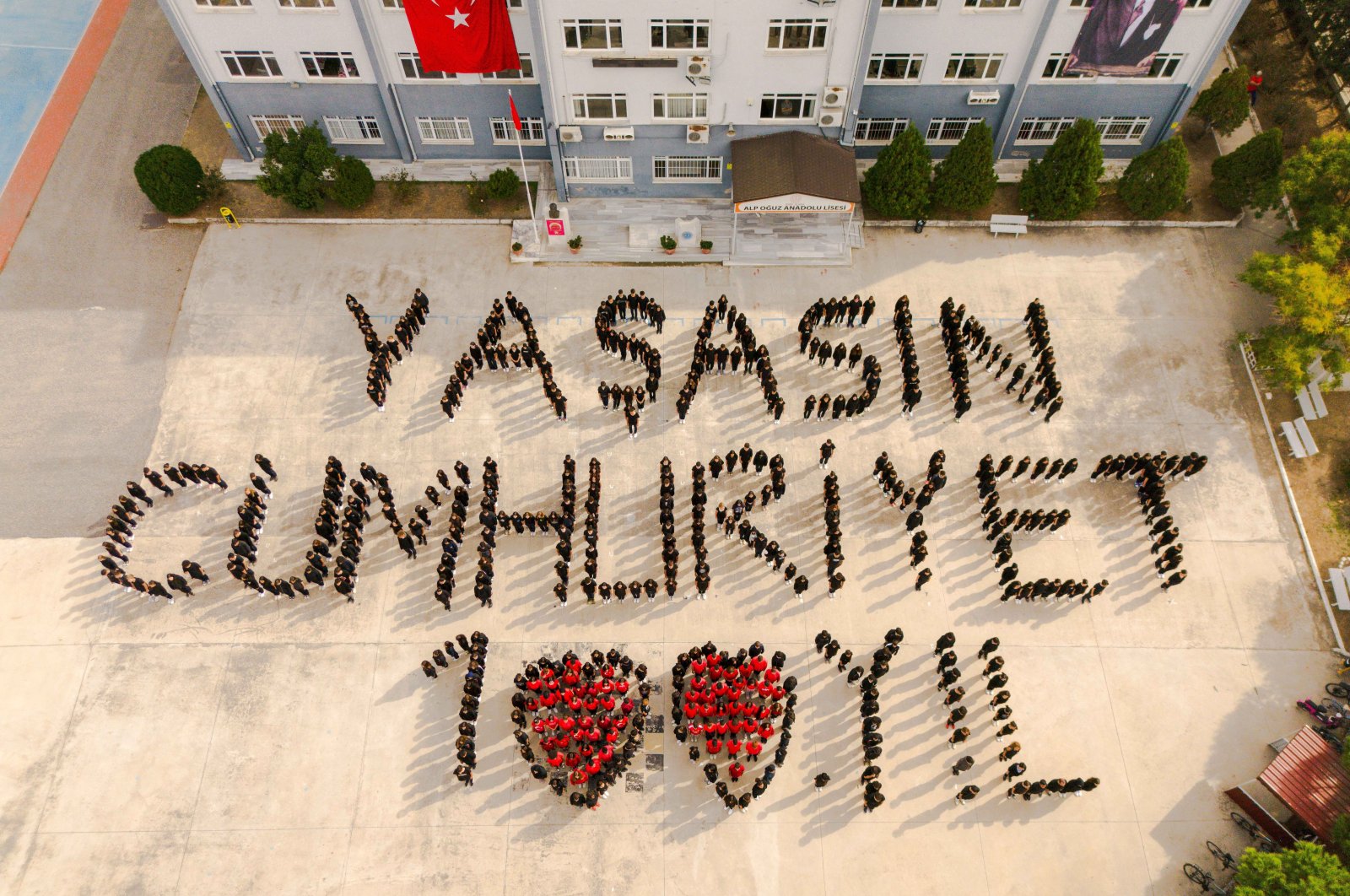 Some 576 students choreographed, &quot;Long Live Republic&quot; in a high school, Izmir, Türkiye, Oct. 27, 2023. (IHA Photo) 