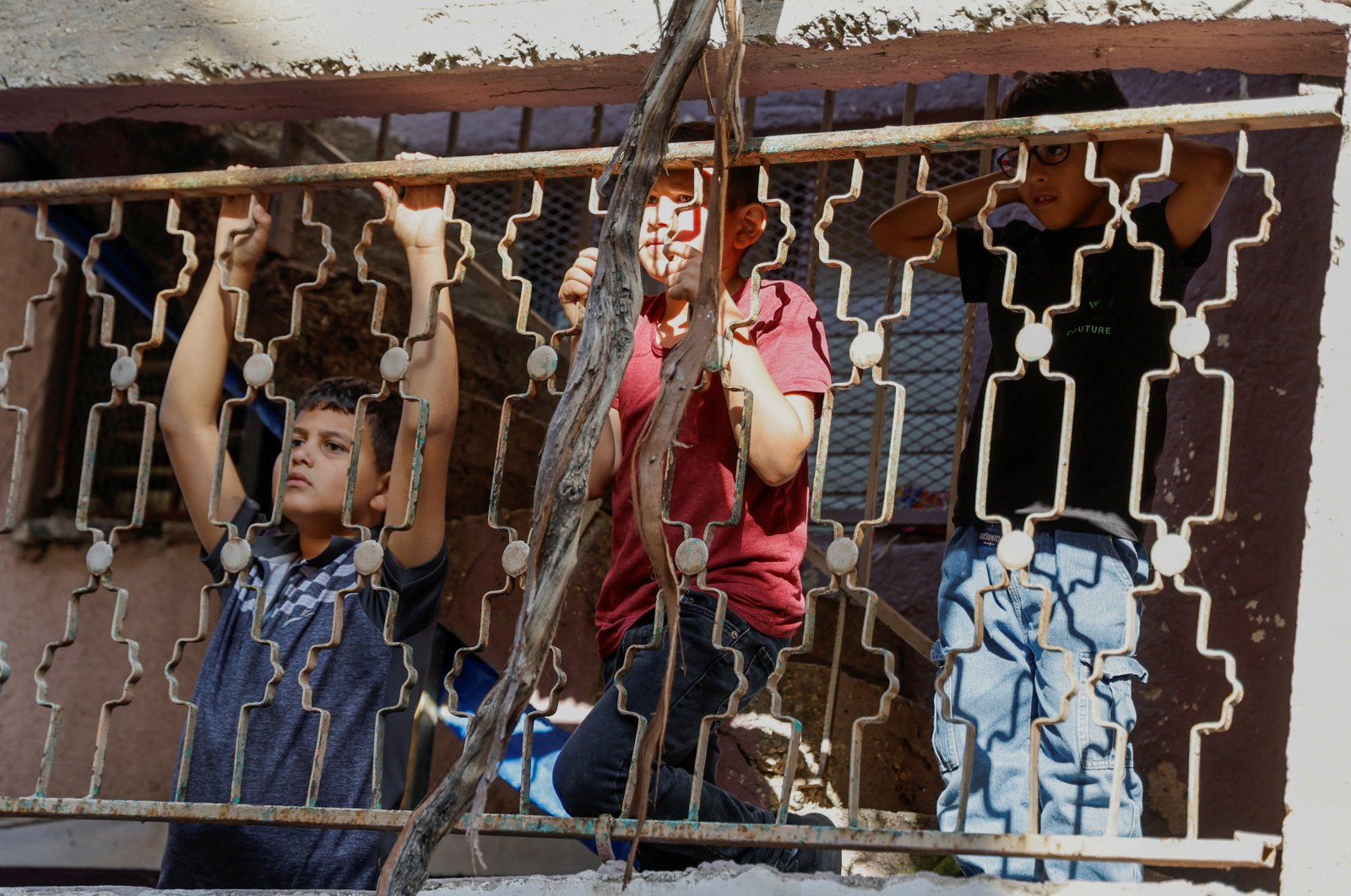 Children look on during a funeral at Nour Shams camp in Tulkarm in the Israeli-occupied West Bank, Palestine, Oct. 20, 2023. (Reuters Photo)