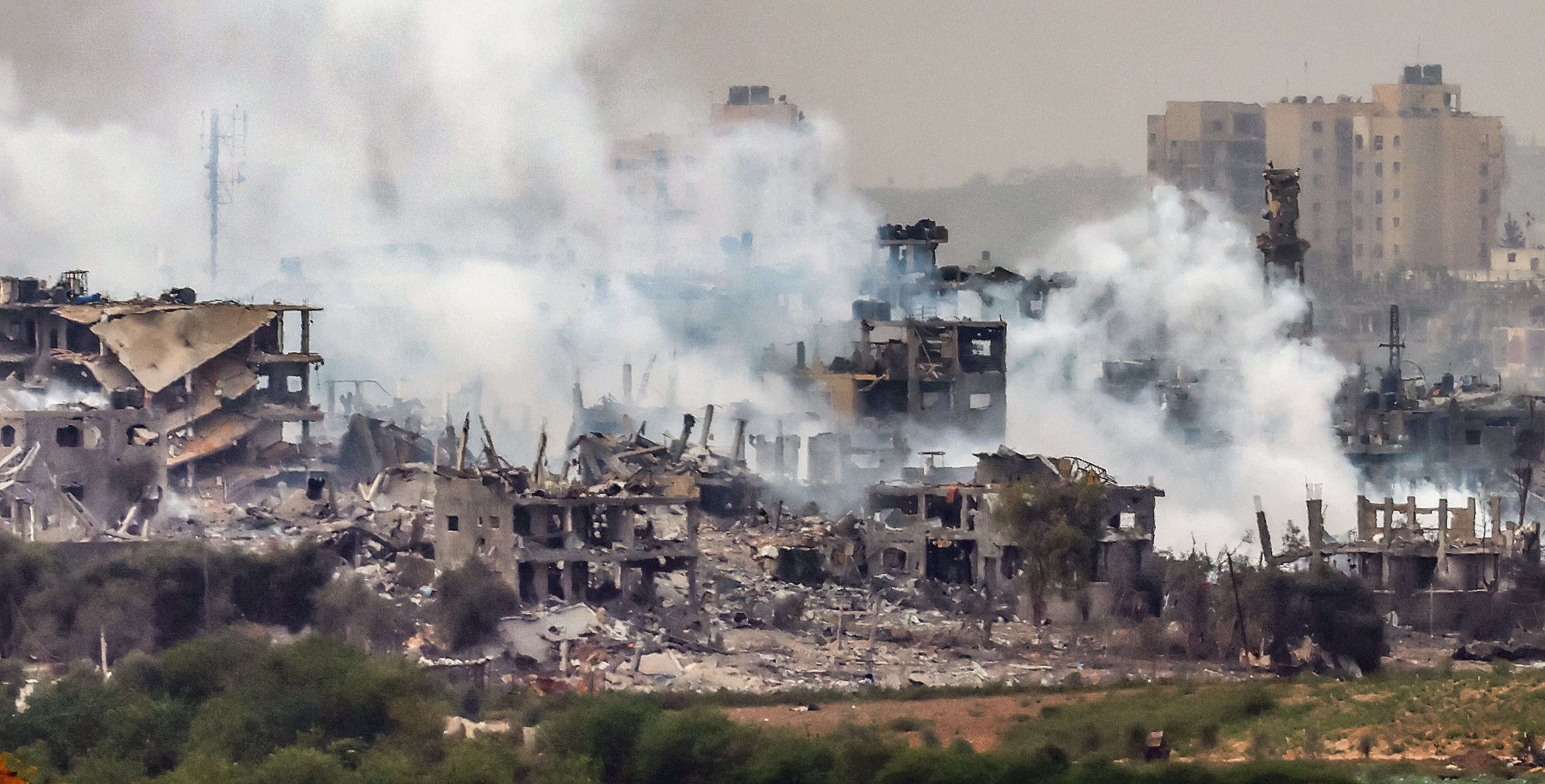 Smoke rises from the northern part of the Gaza Strip as a result of an Israeli airstrike, at an undisclosed location near the border with Gaza, in Israel, Oct. 29, 2023. (EPA Photo)