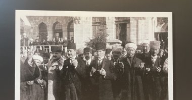 The photo shows the prayer made for the success of the Turkish armies, Mustafa Kemal Atatürk and the marshals, Istanbul, Türkiye, Oct. 27, 2023. (Photo by Buse Keskin)