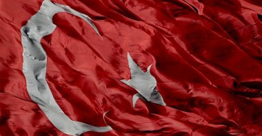Turkish national flag fluttering on a hill along the Bosporus, on the eve of 100th anniversary of the Turkish Republic, Istanbul, Türkiye, Oct. 28, 2023. (AFP Photo)