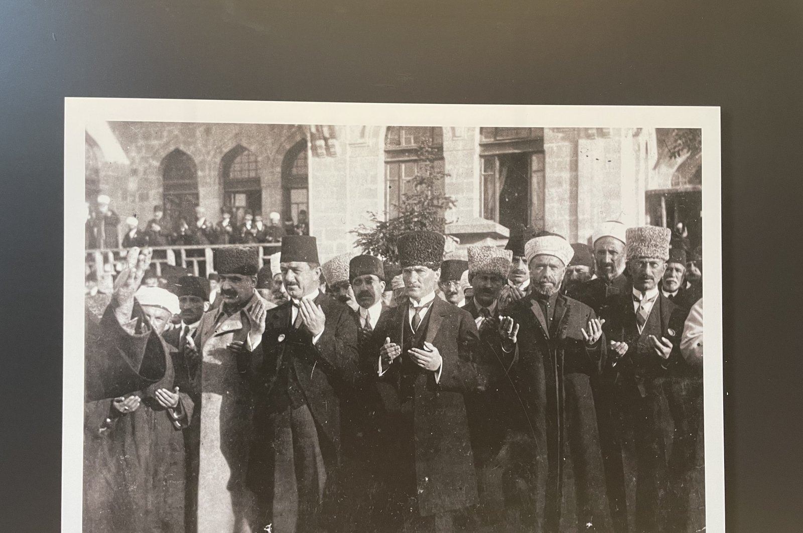 The photo shows the prayer made for the success of the Turkish armies, Mustafa Kemal Atatürk and the marshals, Istanbul, Türkiye, Oct. 27, 2023. (Photo by Buse Keskin)