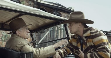 This image released by Apple TV  shows Robert De Niro (L) and Leonardo DiCaprio in a scene from "Killers of the Flower Moon." (AP Photo)