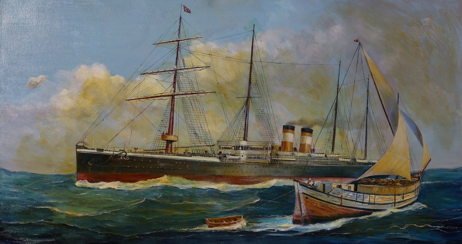 &quot;Gülcemal&quot; by Haslet Soyöz shows the floating palace, originally named Germanic, which was built in Ireland in 1874. (Photo courtesy of Rahmi M. Koç Museum)
