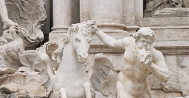 A detail of Trevi Fountain, designed by Pietro da Cortona, Bernini and Nicola Salvi, who finished it, in Rome, Italy. (Getty Images Photo)