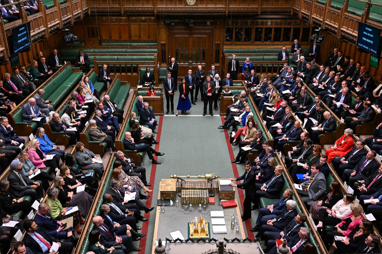 British Prime Minister Rishi Sunak makes a statement on Israel and Palestine at the House of Commons in London, Britain Sept. 16, 2023. (Reuters File Photo)