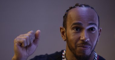 Mercedes&#039; Lewis Hamilton sits for an interview, Sao Paulo, Brazil, Nov. 1, 2023. (Reuters Photo)