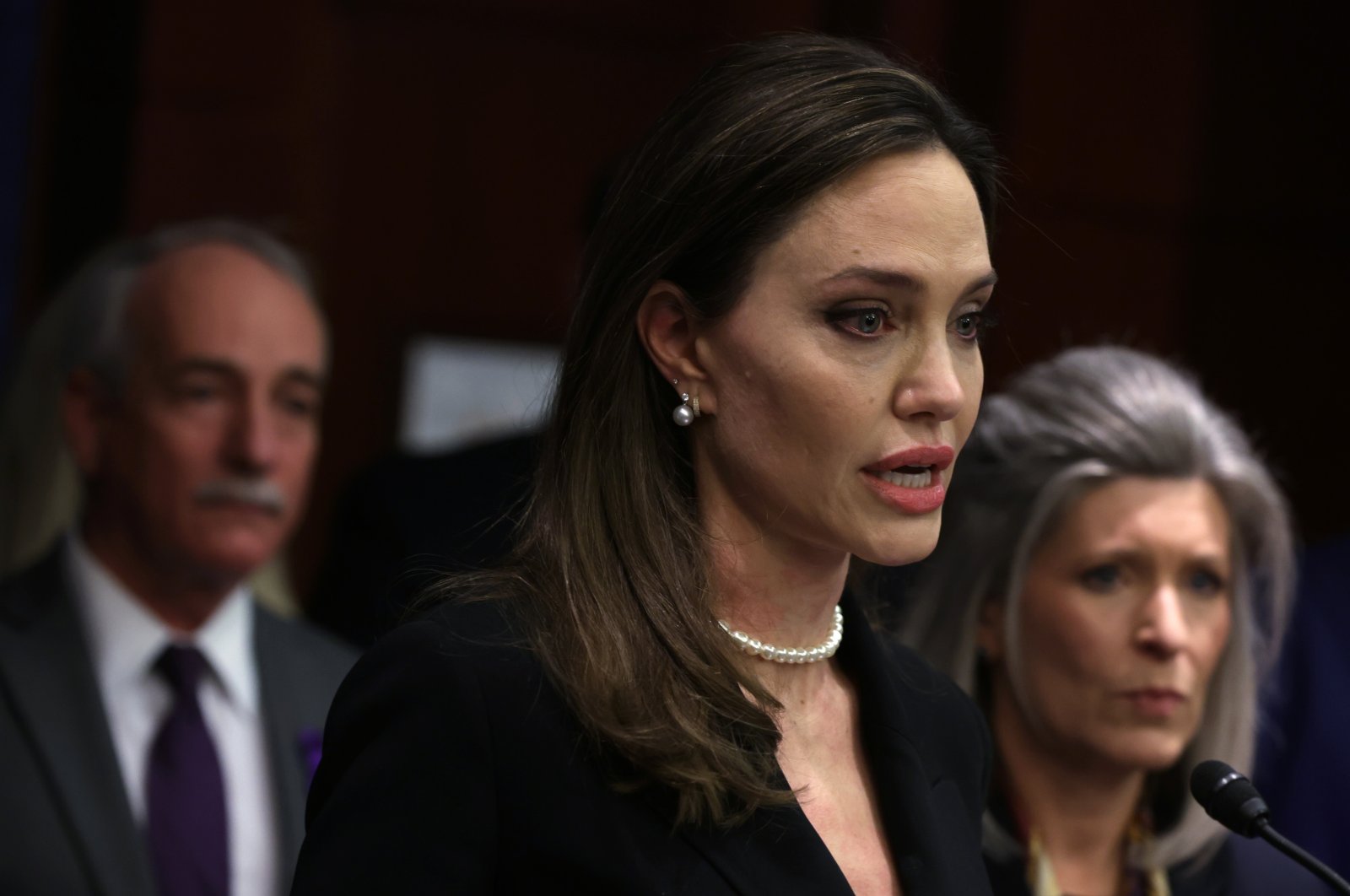 Actor Angelina Jolie speaks during a news conference at the U.S. Capitol, Washington, D.C., U.S., Feb.9, 2022. (Getty Images Photo)