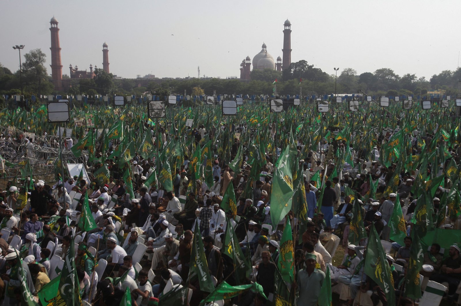 Supporters of Pakistan&#039;s former Prime Minister Nawaz Sharif gather at his arrival after self-imposed exile in London, ahead of the 2024 Pakistani general election, in Lahore, Pakistan Oct. 21, 2023. (Reuters File Photo)