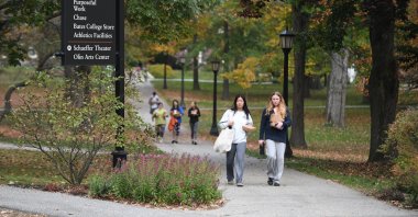 People walk at Bates College campus in Lewiston, Maine, U.S., Oct. 26, 2023. (Reuters Photo)