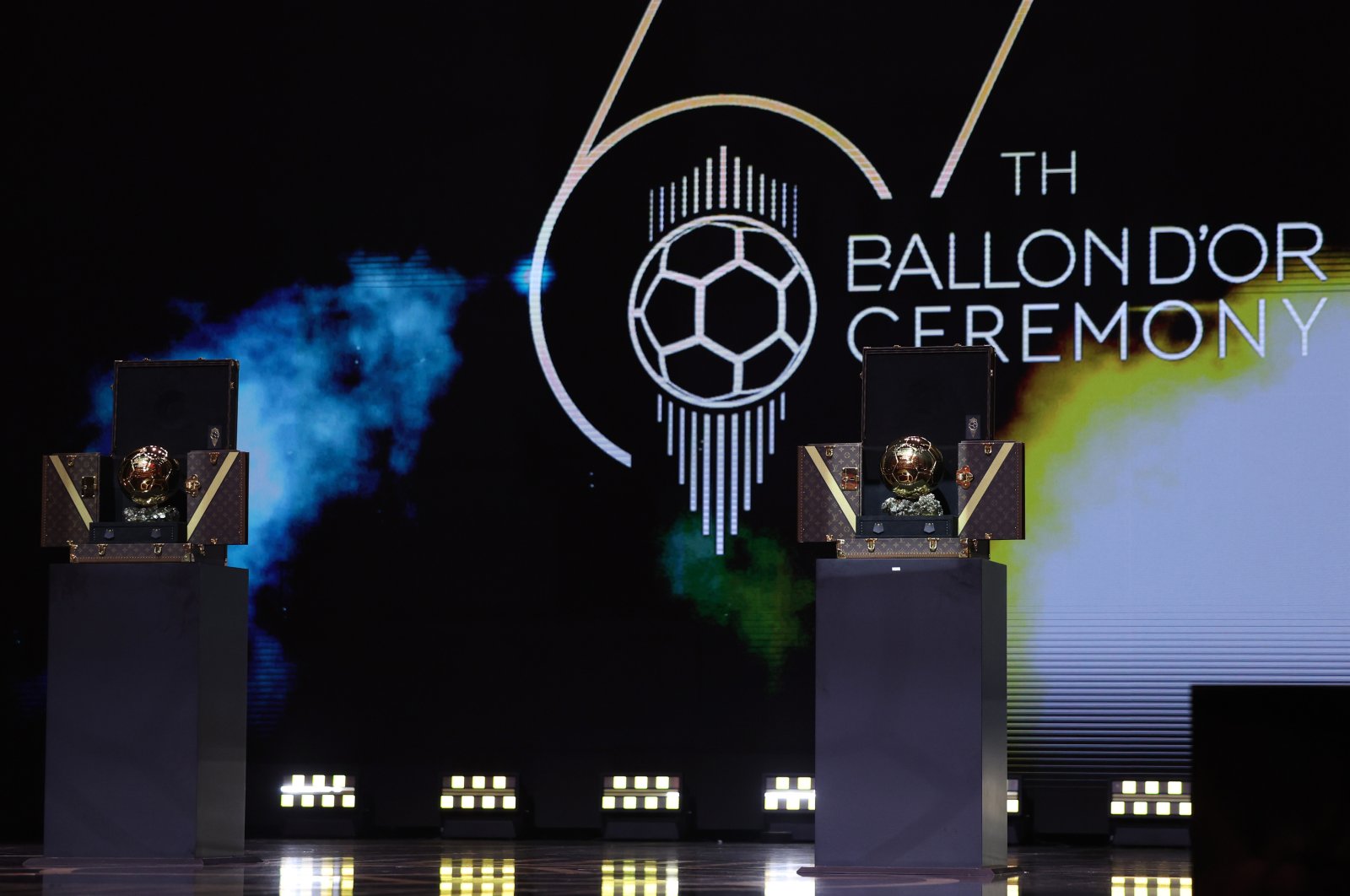 A general view of the Ballon D&#039;Or trophy at the 67th Ballon D&#039;Or Ceremony at Theatre Du Chatelet on Oct. 30, 2023, in Paris, France. (Getty Images Photo)