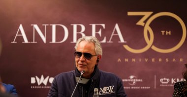 World-renowned Italian tenor Andrea Bocelli gathered with the press in Istanbul, Türkiye, Nov. 4, 2023. (Photo courtesy of PGM)