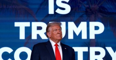 Republican presidential candidate former U.S. President Donald Trump looks on during the Florida Freedom Summit at the Gaylord Palms Resort, Florida, U.S., Nov. 4, 2023. (AFP Photo)
