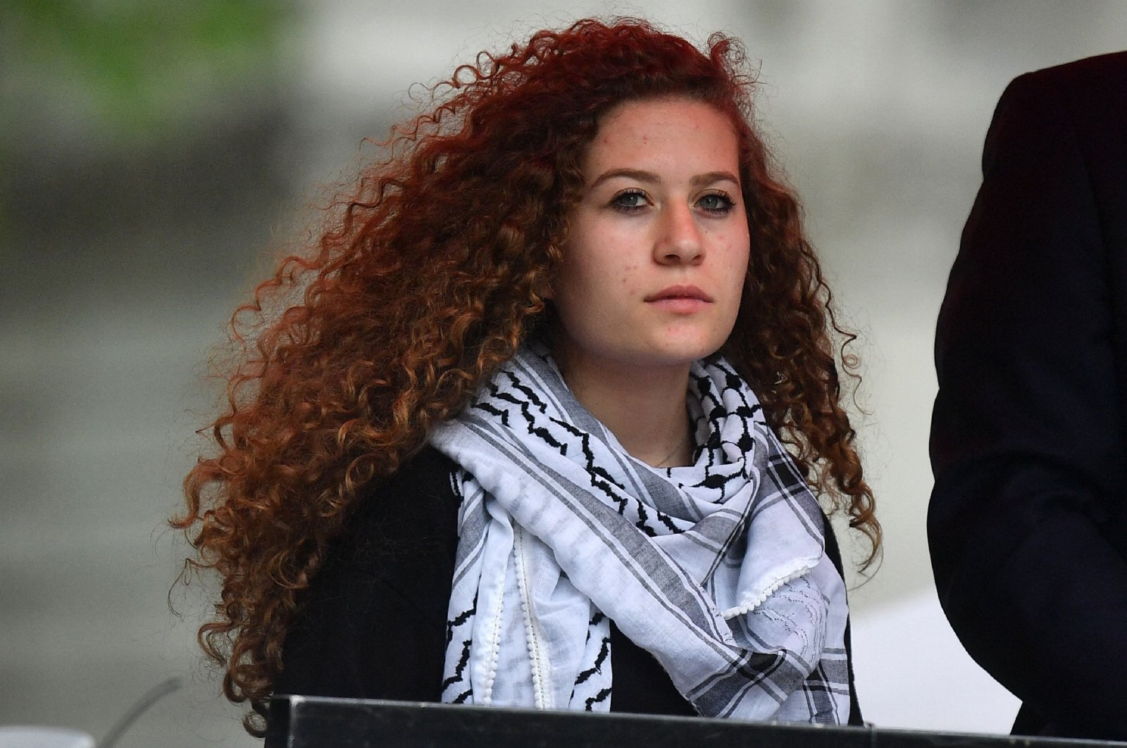 Palestinian activist Ahed Tamimi waits to speak at a rally calling for justice for Palestinians, central London, U.K., May 11, 2019. (AFP Photo)