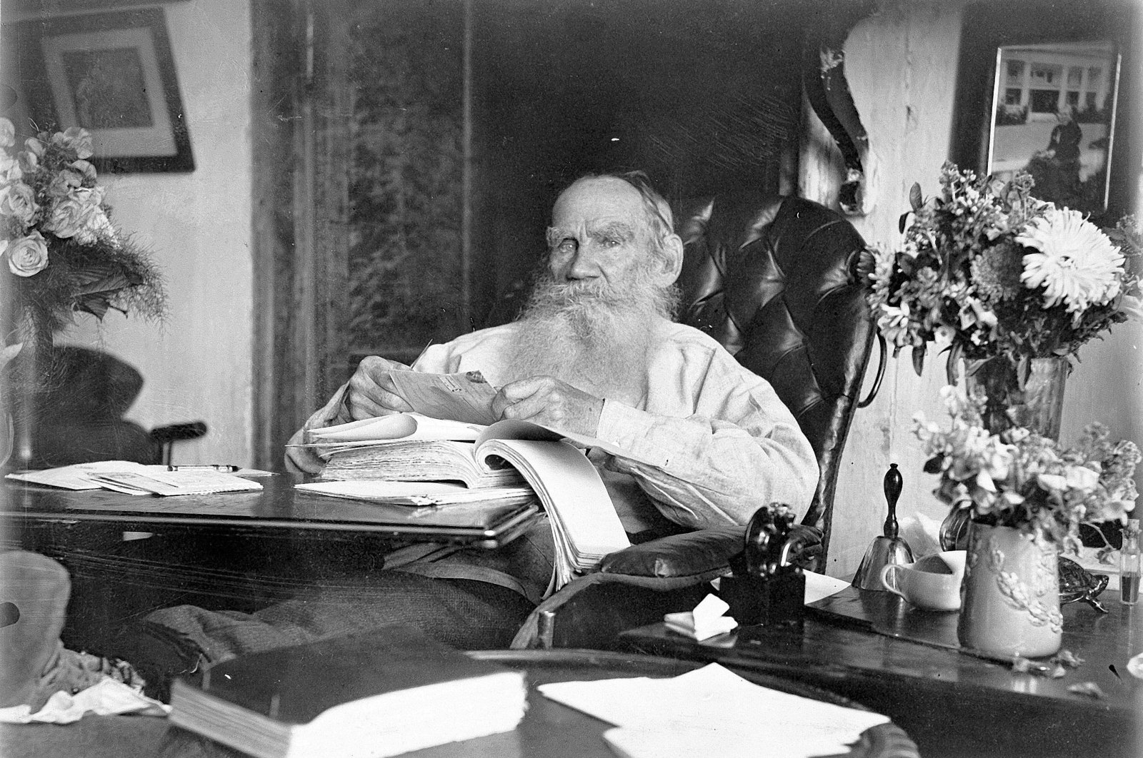 A portrait of the author Count Lev Nikolayevich Tolstoy, commonly known as Leo Tolstoy, on his 80th birthday. (Getty Images Photo)