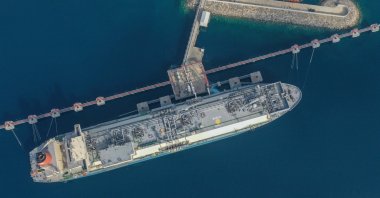 An aerial view of the Saros FSRU Terminal in the Gulf of Saroy, Edirne, northwestern Türkiye, Nov. 7, 2023. (AA Photo)