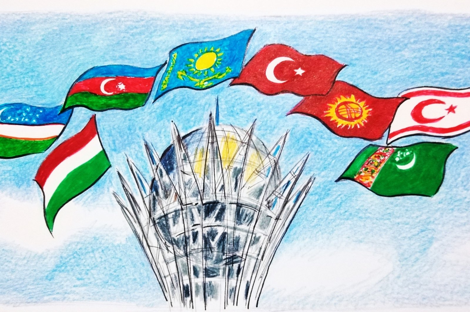 To ensure that Central Asia does not become a venue for destructive competition over the next decades, Türkiye needs to focus more on its “integration” policy. (Illustration by Erhan Yalvaç)