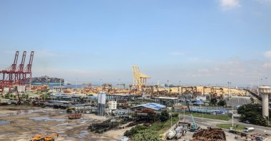 A general view shows the site of the proposed deep-water shipping container terminal at Colombo Port, Colombo, Sri Lanka, Nov. 8, 2023. (EPA Photo)