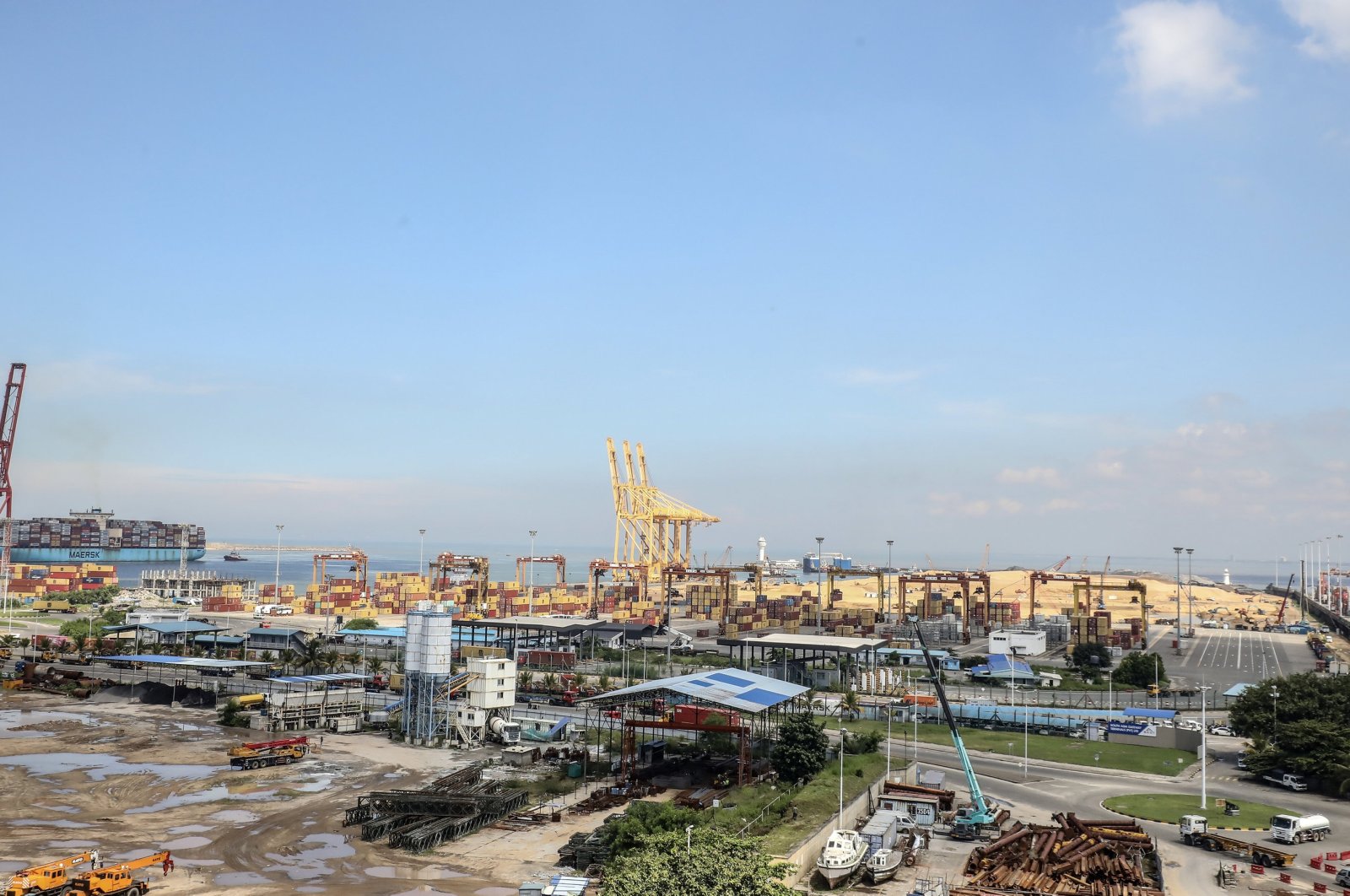 A general view shows the site of the proposed deep-water shipping container terminal at Colombo Port, Colombo, Sri Lanka, Nov. 8, 2023. (EPA Photo)