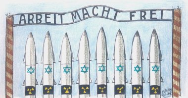 &quot;Let&#039;s talk with the concrete data before our eyes. Just like the demonized North Korea, Tehran is much more sensitive to international law compared to Tel Aviv, which has so far killed 4,000 children and hit the United Nations buildings, hospitals, schools, mosques and churches.&quot; (Illustration by Erhan Yalvaç)