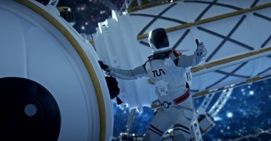 An astronaut representing the Turkish Space Agency (TUA) is seen in this conceptual image, Feb. 10, 2021. (Courtesy of Turkish Space Agency)