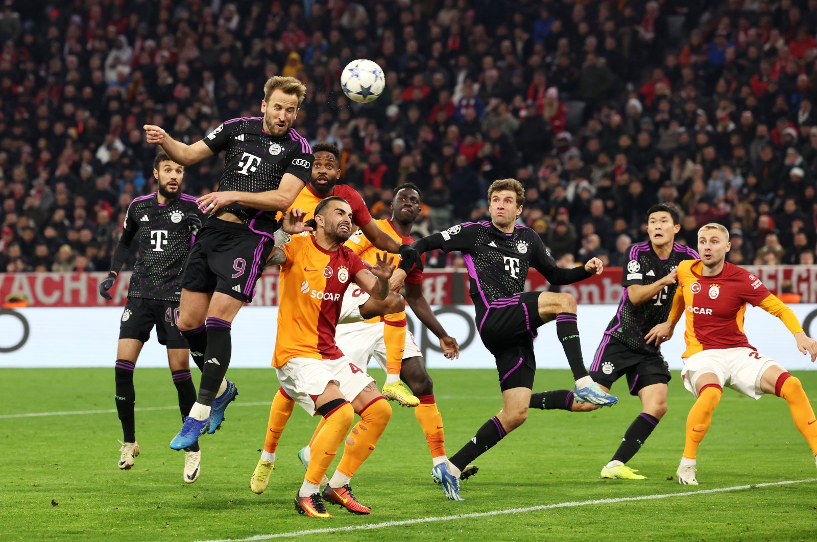 Bayern Munich&#039;s Harry Kane scores the team&#039;s first goal during the UEFA Champions League match against Galatasaray at Allianz Arena, Munich, Germany, Nov. 8, 2023. (Getty Images Photo)
