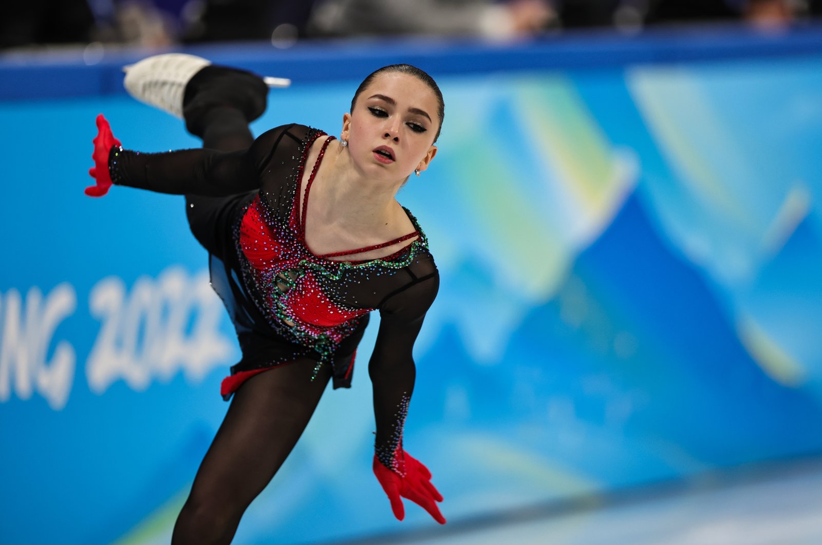 Kamila Valieva of Team ROC skates during the Women Single Skating Free Skating on day thirteen of the Beijing 2022 Winter Olympic Games at Capital Indoor Stadium, Beijing, China, Feb. 17, 2022. (Getty Images Photo)