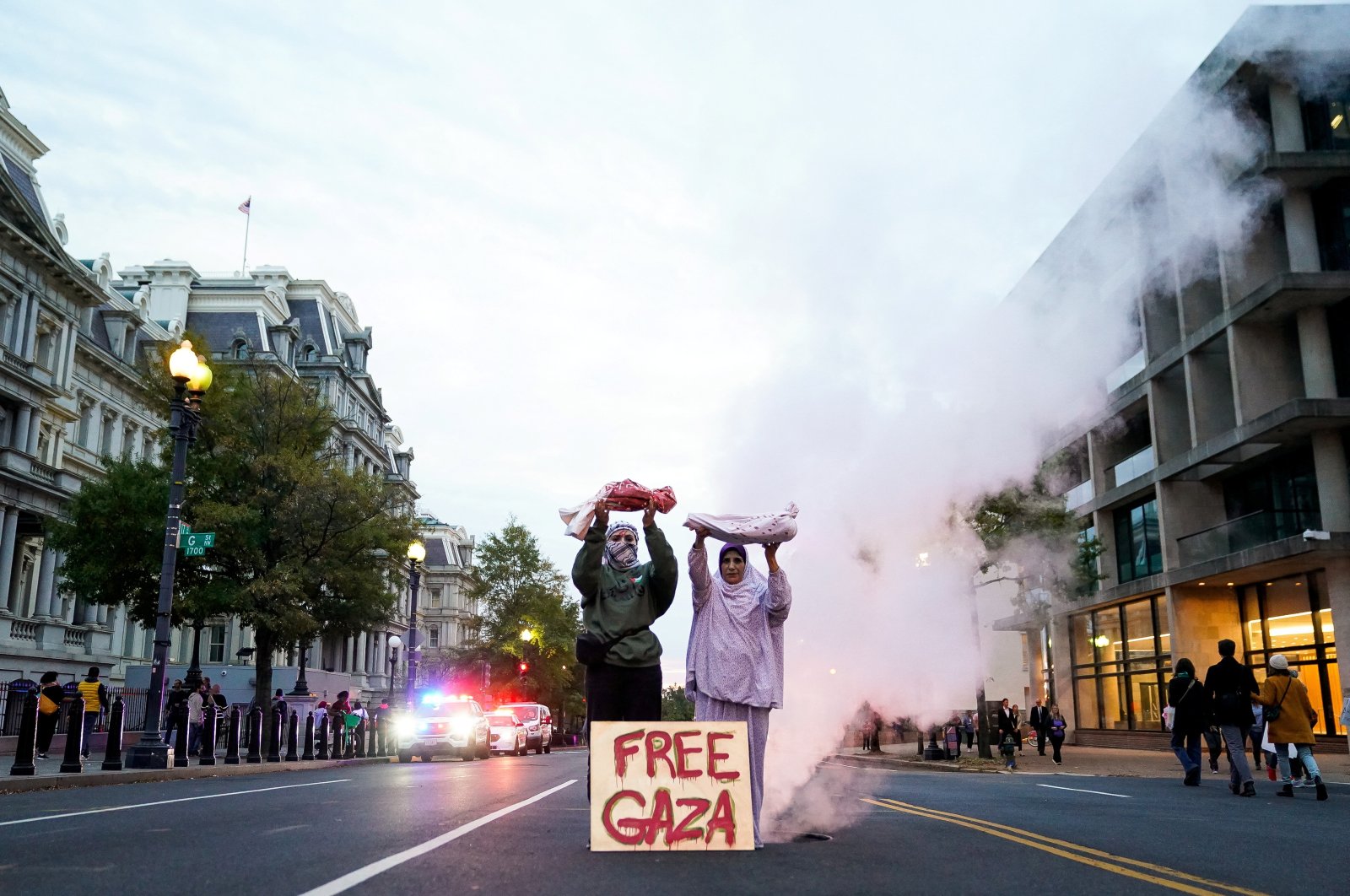 Demonstrators hold up props representing dead children, near the White House, in support of Palestinians in Gaza, in Washington, U.S., Nov. 4, 2023. (Reuters Photo)