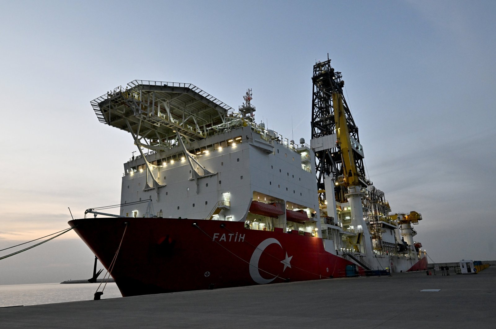  Turkish drilling vessel Fatih is docked in the Black Sea region, Türkiye, Oct. 25, 2023. (AA Photo)
