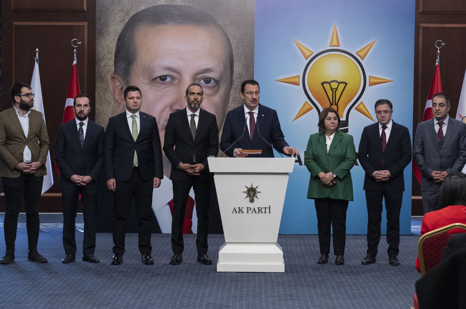 Ali Ihsan Yavuz, the head of the ruling Justice and Development Party&#039;s (AK Party) election board, talks to reporters in Ankara, Türkiye, Nov. 9, 2023. (AA Photo)