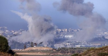 Smoke billows during the Israeli bombardment in the Gaza Strip, Palestine, Nov. 10, 2023. (AFP Photo)