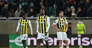 Fenerbahçe players look dejected after the UEFA Europa Conference League match against Ludogorets at Ludogorets Arena, Razgrad, Bulgaria, Nov. 9, 2023. (AA Photo)