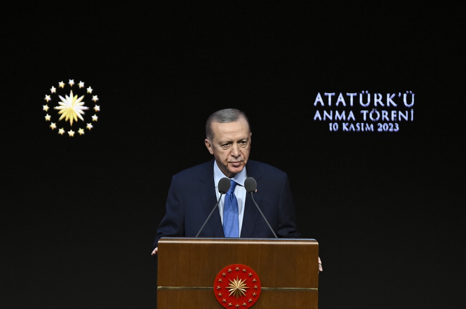 President Erdoğan speaks at an event in the capital, Ankara, Türkiye, Nov.
10, 2023. (AA Photo)