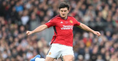 Manchester United&#039;s Harry Maguire during the English Premier League match between Fulham FC and Manchester United, London, U.K., Nov. 4, 2023. (EPA Photo)